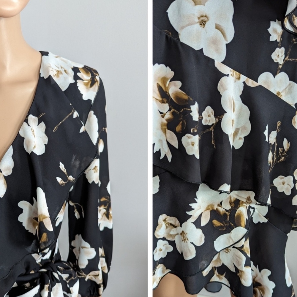 Alice & Olivia - Kye floral ruffle flow midi wrap dress - Picture 6 of 11
